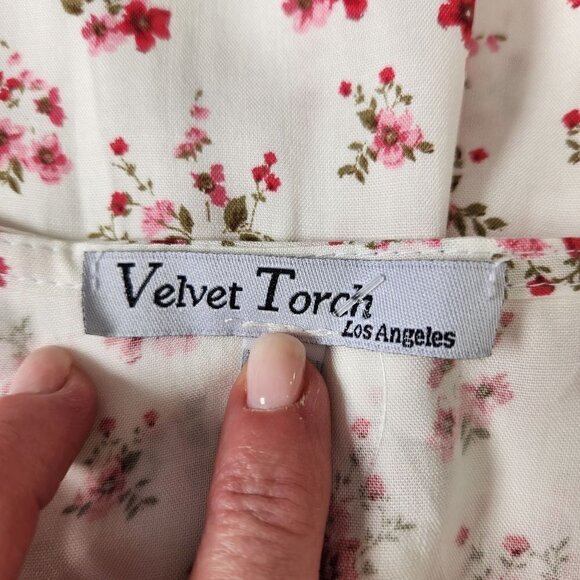 Velvet Torch Hi Lo Floral Dress NEW‎ V-Neck Elastic Waist Flutter Sleeve - Picture 5 of 10